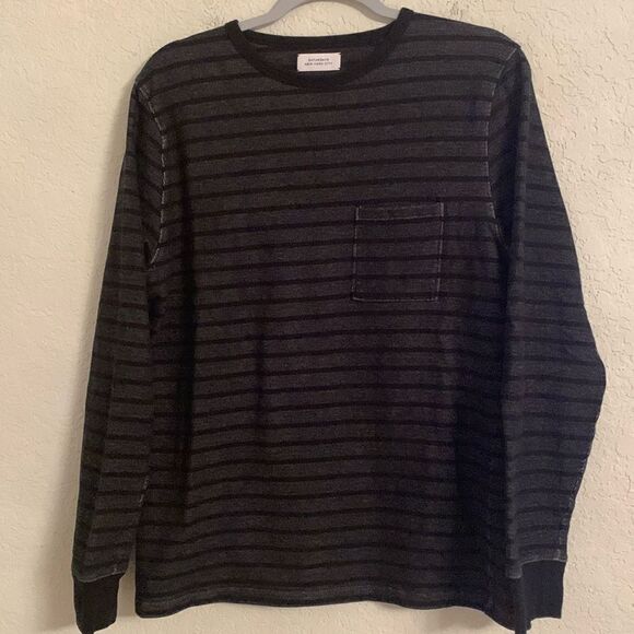 Saturdays Surf NYC Straiped Black Gray Women’s Sweater Crew Neck Pocket Size M - Picture 1 of 9